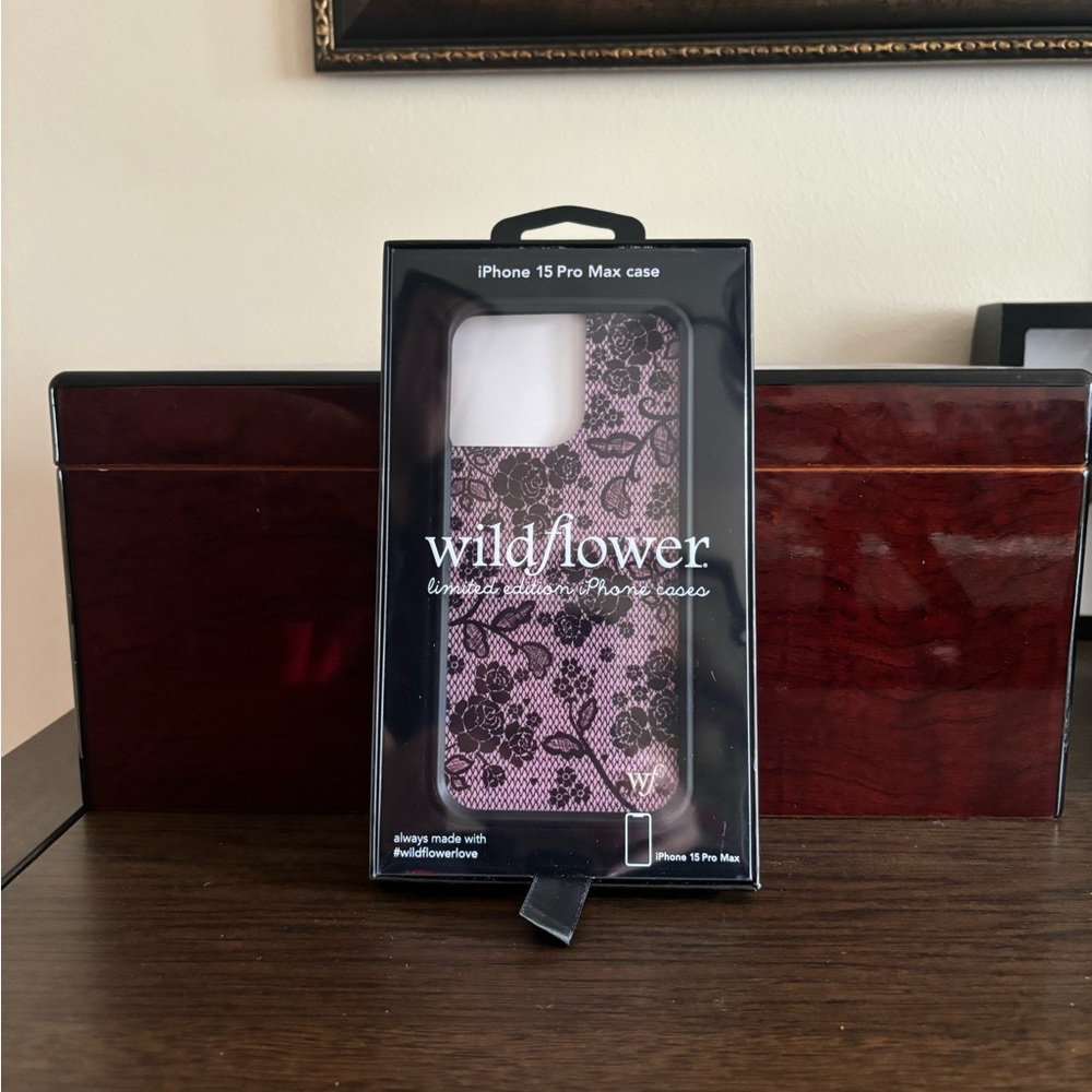 Wildflowers iPhone 15 Pro Max Case - Pink Lace Design